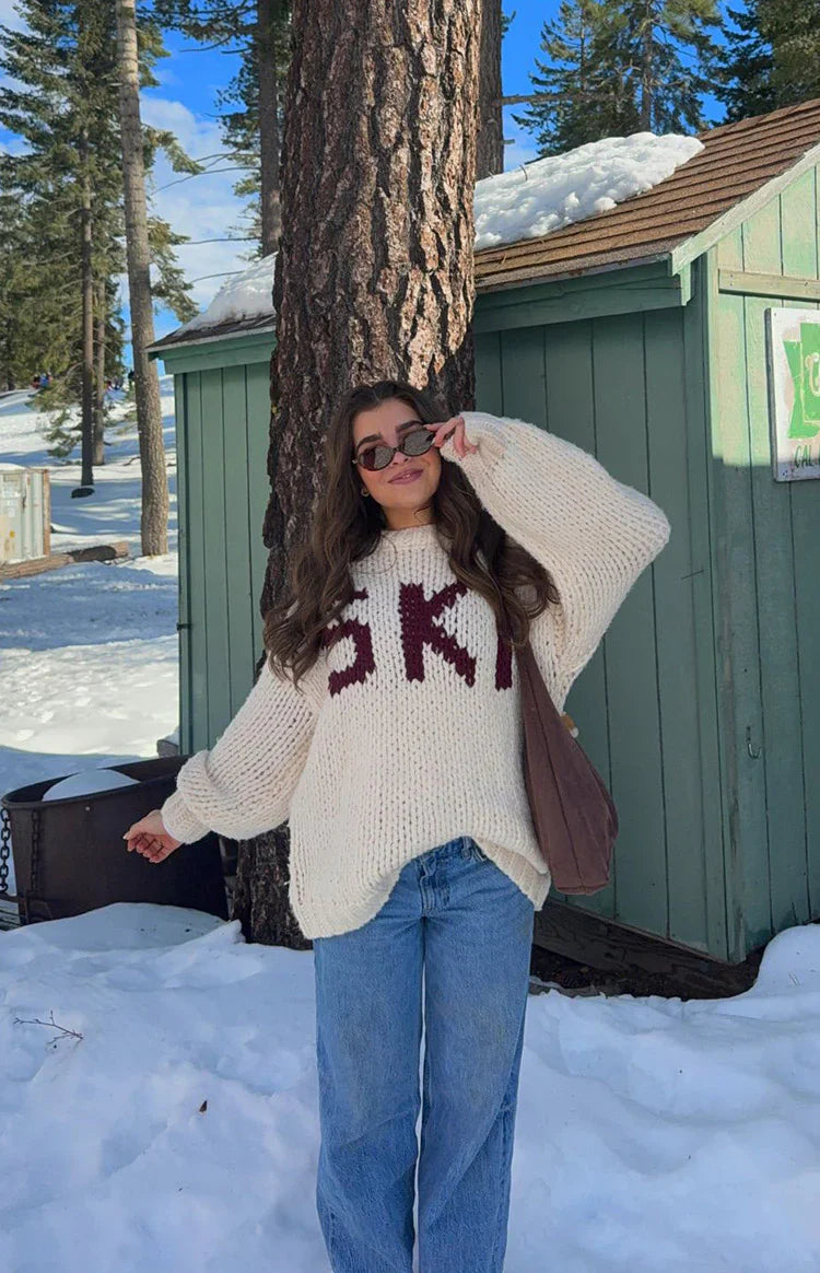 Jasmine Ski Jacquard Chunky Knit Sweater | Cream