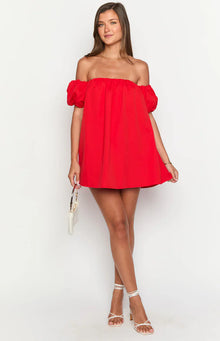 Jozette Off The Shoulder Mini Dress | Red