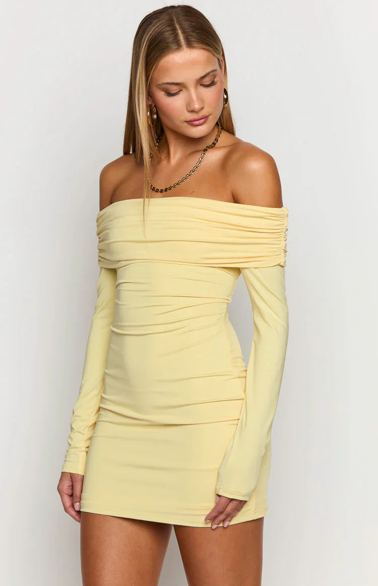 Junie Long Sleeve Mini Dress | Yellow