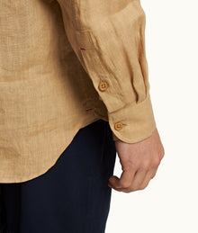 Justin Linen Relaxed Fit Luxury Italian Linen Shirt | Biscuit
