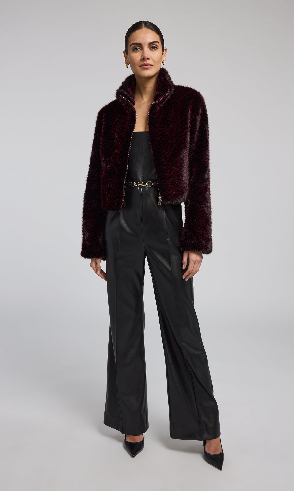 Cristelle Vegan Leather Jumpsuit | Black