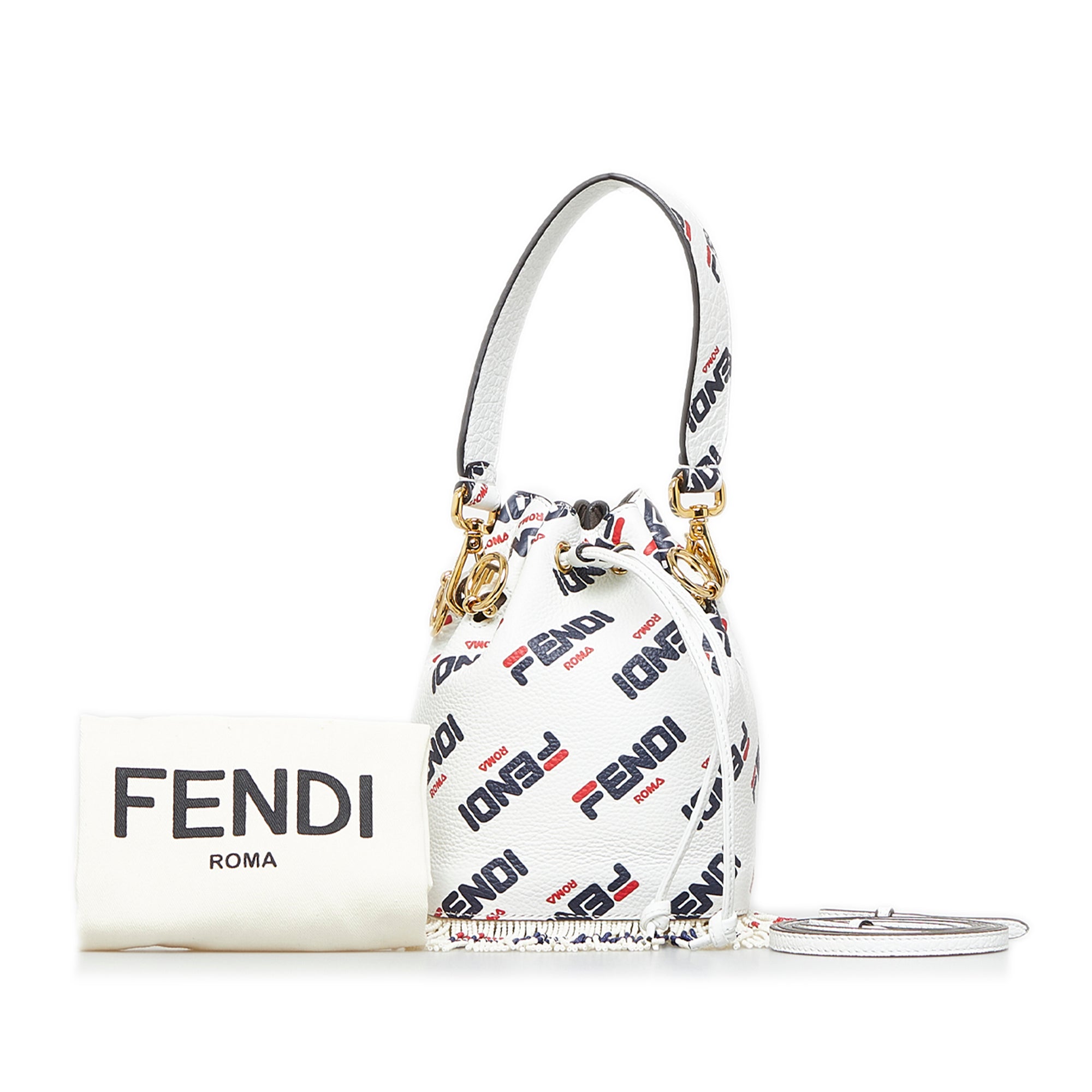 Fendi Pre-Owned Fendi X Fila Mania Mini Mon Tresor Bucket Bag | Women | White x Multi