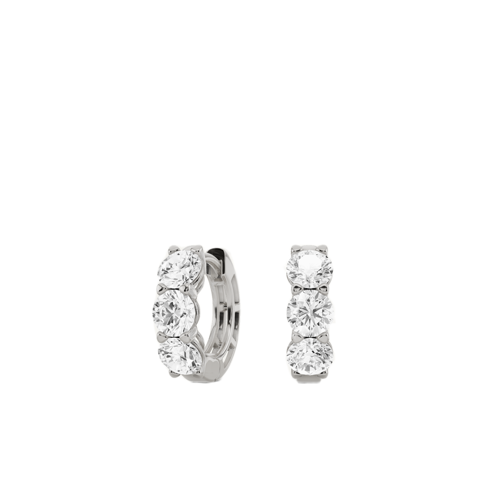 Womens | Huggie Hoops | 10K White Gold | 2 CTW Round Cut Lab Grown Diamond | G-SI
