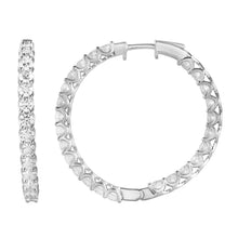 Womens | Inside Out Hoop Earrings | Sterling Silver | 5 CTW Round Cut Lab Grown Diamond | G-SI