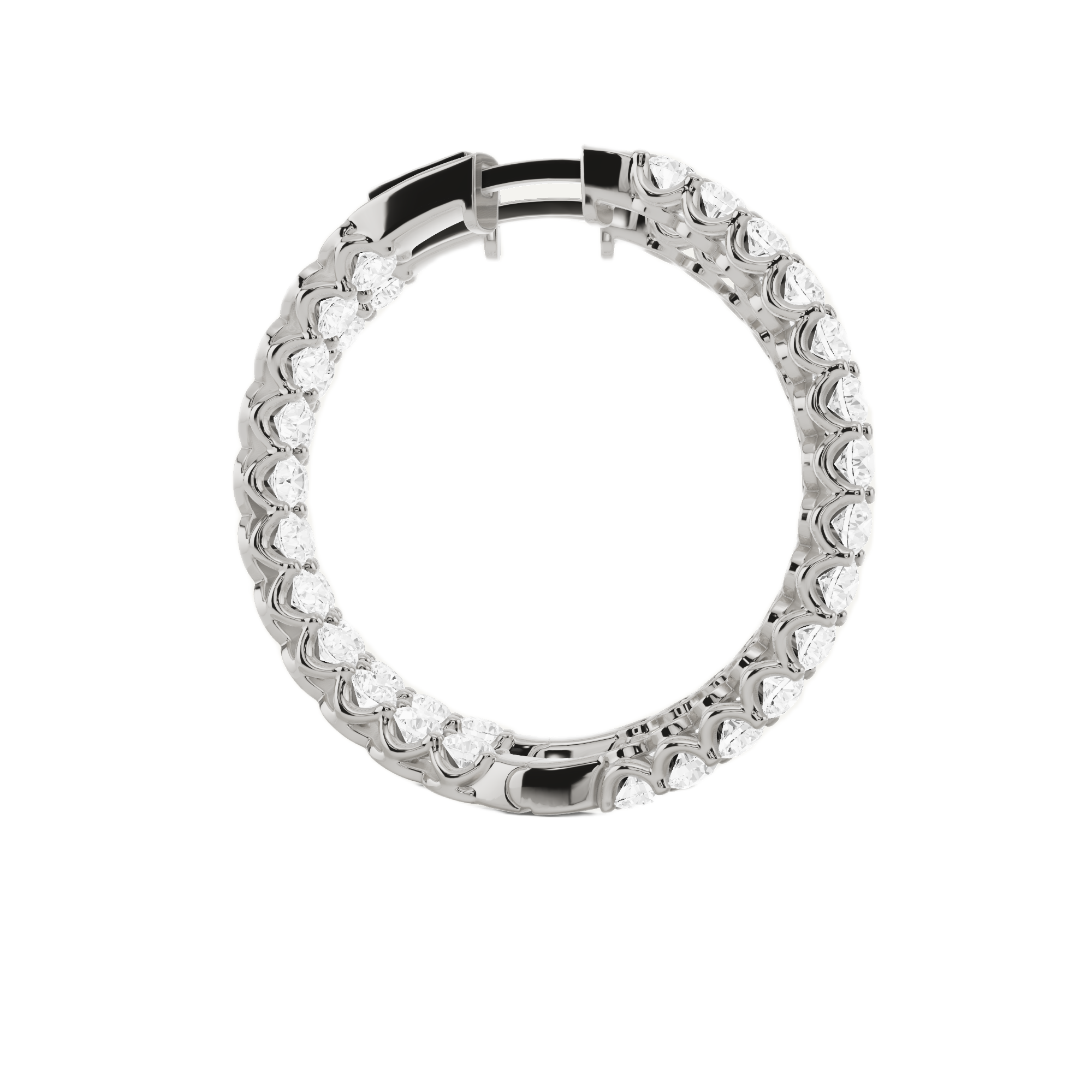Womens | Inside Out Hoop Earrings | Sterling Silver | 5 CTW Round Cut Lab Grown Diamond | G-SI