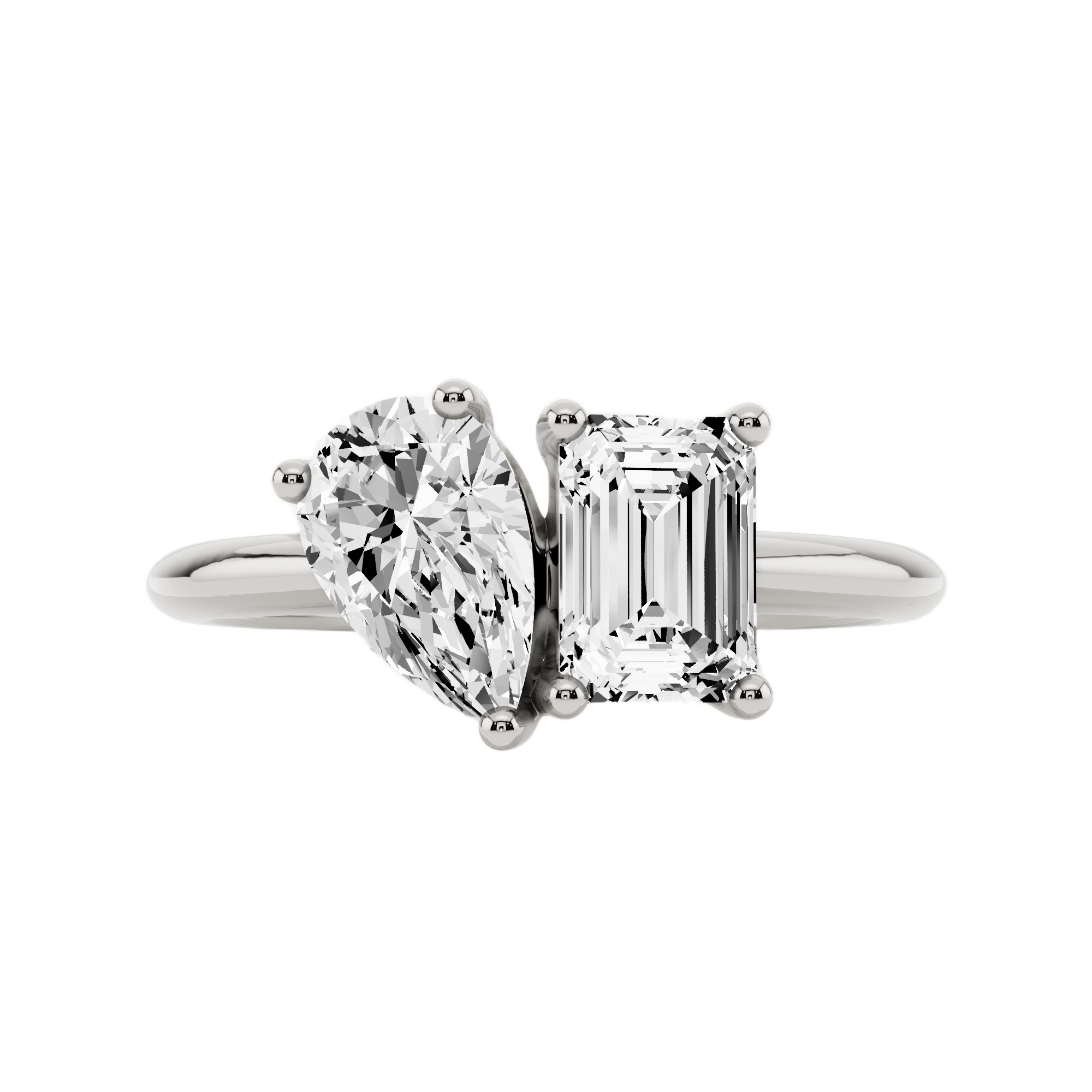 Womens | Two Stone Engagement Ring | 10K White Gold | 1.25 CTW Pear Cut Lab Grown Diamond | G-SI