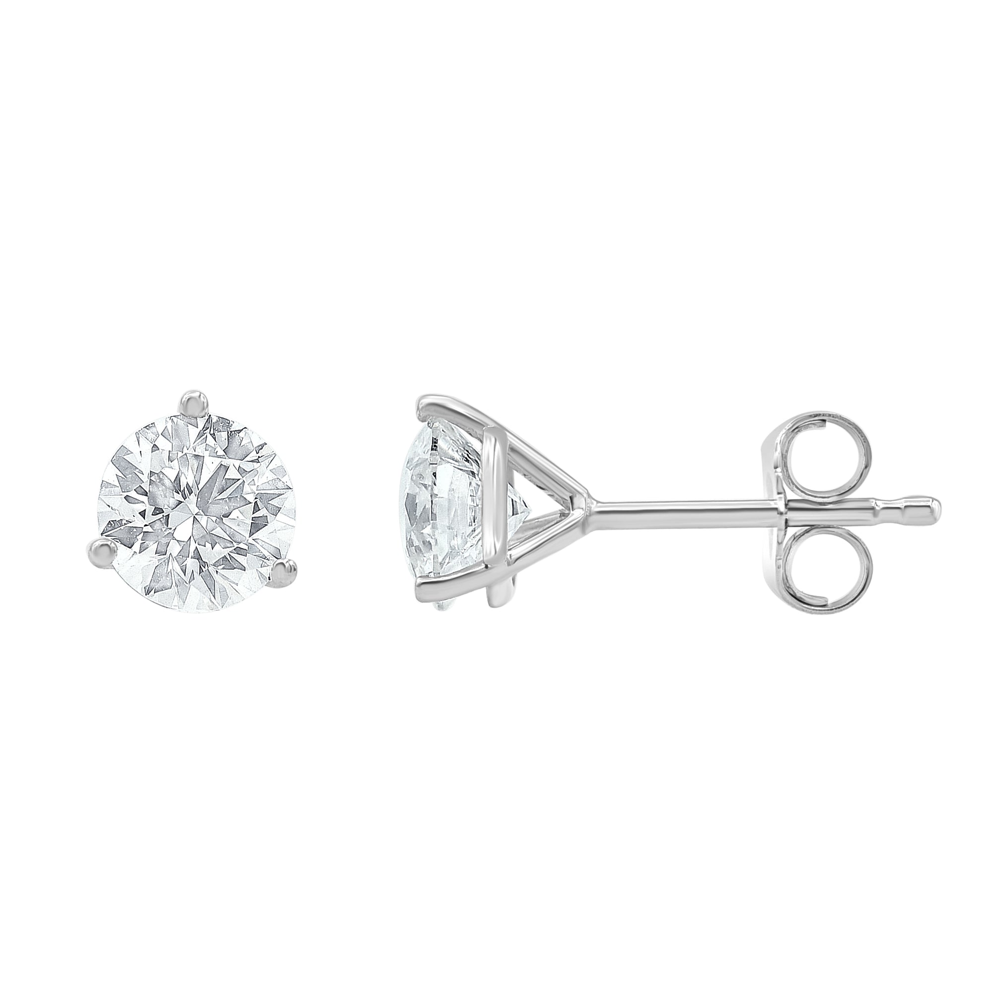 Womens | Martini Stud Earrings | 14K White Gold | 4 CTW Round Cut Lab Grown Diamond | F-VS
