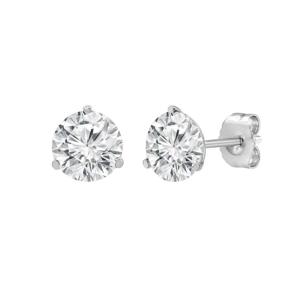 Womens | Martini Stud Earrings | 14K White Gold | 5 CTW Round Cut Lab Grown Diamond | F-VS