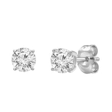 Womens | Stud Earrings | 14K White Gold | 2 CTW Round Cut Lab Grown Diamond | F-VS