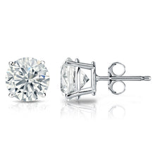 Womens | Stud Earrings | 14K White Gold | 6 CTW Round Cut Lab Grown Diamond | F-VS