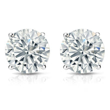 Womens | Stud Earrings | 14K White Gold | 6 CTW Round Cut Lab Grown Diamond | F-VS
