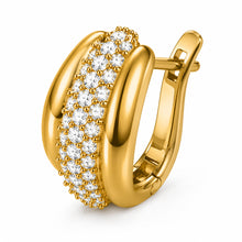 Womens | Hoop Earrings | 14K Gold Plated over Silver | 2 CTW Round Cut Lab Grown Diamond | F-VS