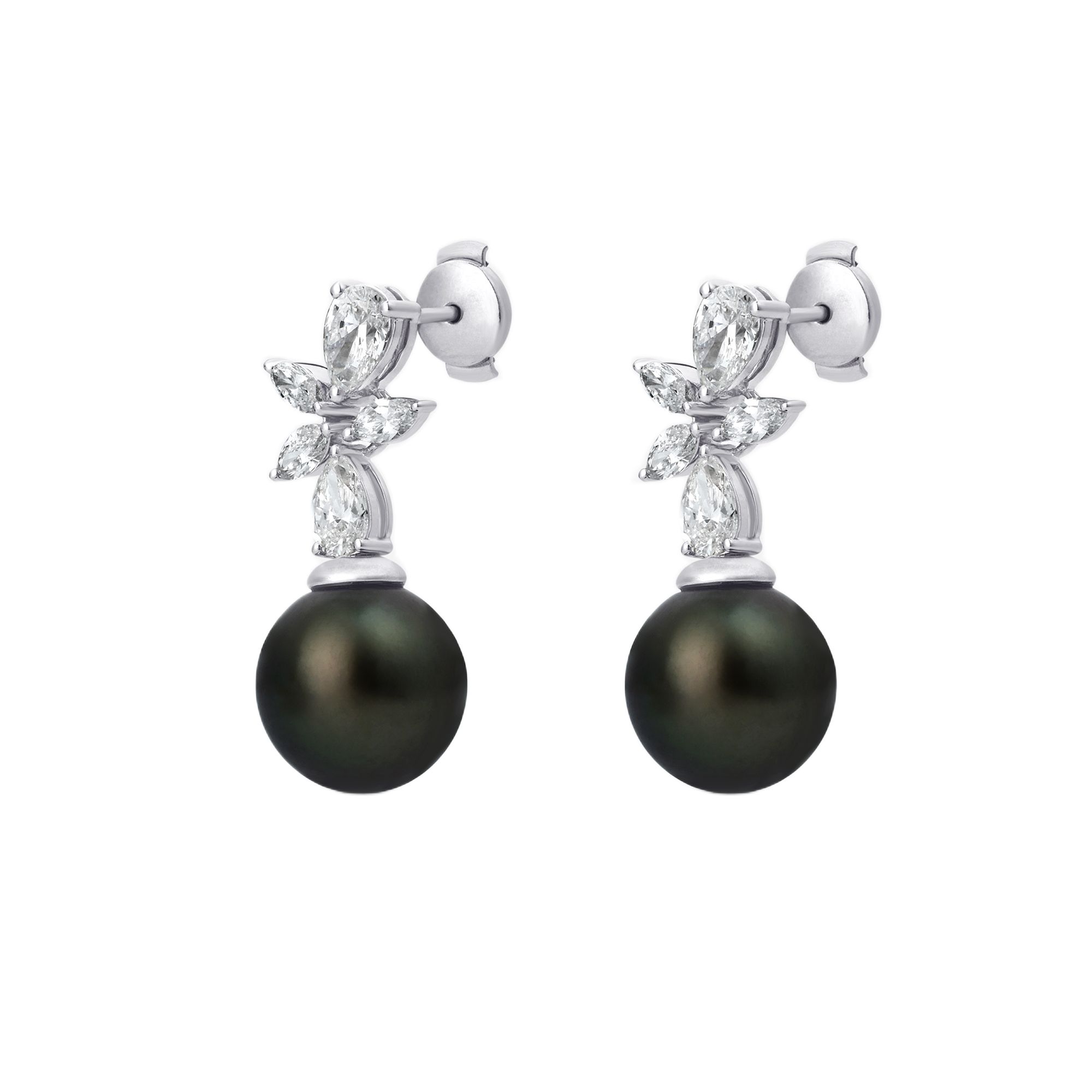 Womens | Drop Earrings | 14K White Gold | 2 CTW Pear Cut Lab Grown Diamond | F-VS