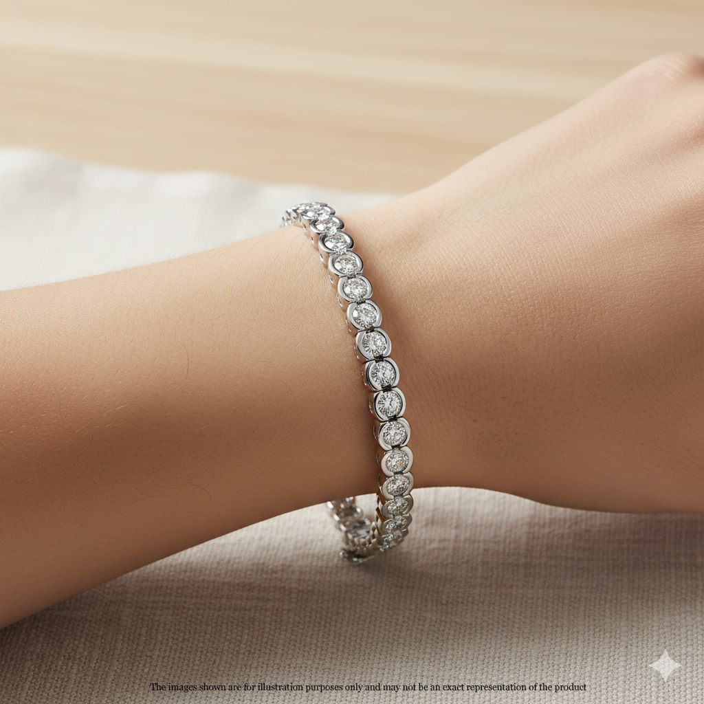 Womens | Tennis Bracelet - III | 14K White Gold | 7 CTW Round Cut Lab Grown Diamond | G-SI