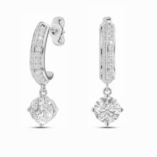Womens | Half Hoop Earrings | 14K White Gold | 0.70 CTW Round Cut Lab Grown Diamond | F-VS