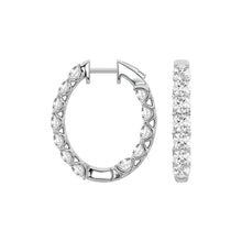 Womens | Inside Out Hoop Earrings | 10K White Gold | 5 CTW Round Cut Lab Grown Diamond | G-SI