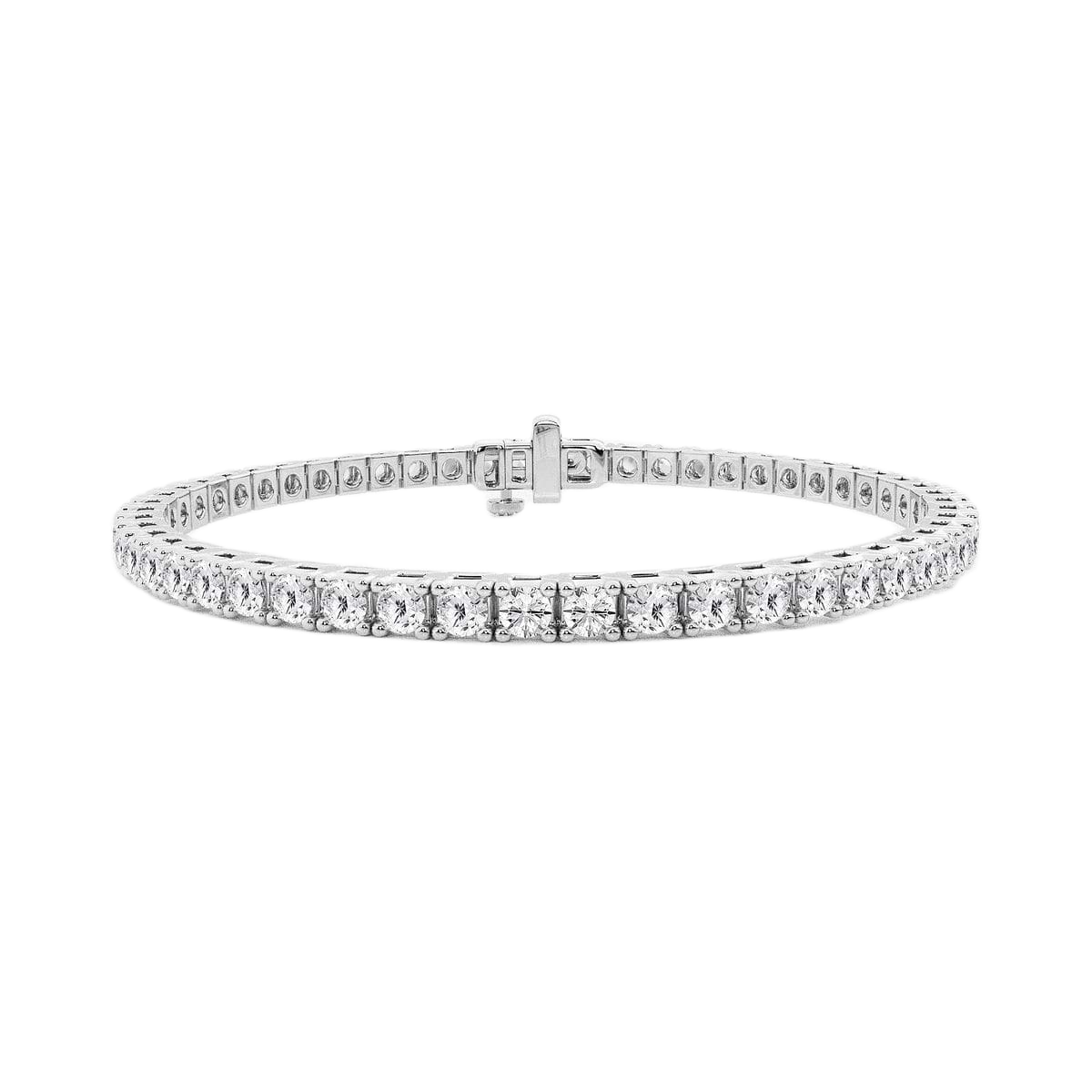Womens | Tennis Bracelet - I | 14K White Gold | 5 CTW Round Cut Lab Grown Diamond | F-VS