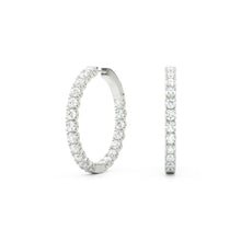 Womens | Hoop Earrings | 14K White Gold | 3 CTW Round Cut Lab Grown Diamond | F-VS