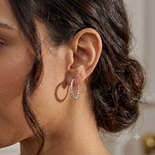 Womens | Hoop Earrings | 14K White Gold | 3 CTW Round Cut Lab Grown Diamond | F-VS
