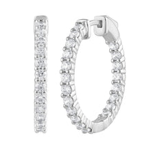 Womens | Hoop Earrings | 14K White Gold | 2 CTW Round Cut Lab Grown Diamond | F-VS