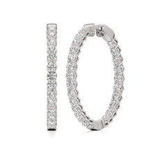 Womens | Inside Diamond Hoop Earrings | 14K White Gold | 4 CTW Round Cut Lab Grown Diamond | G-H-SI
