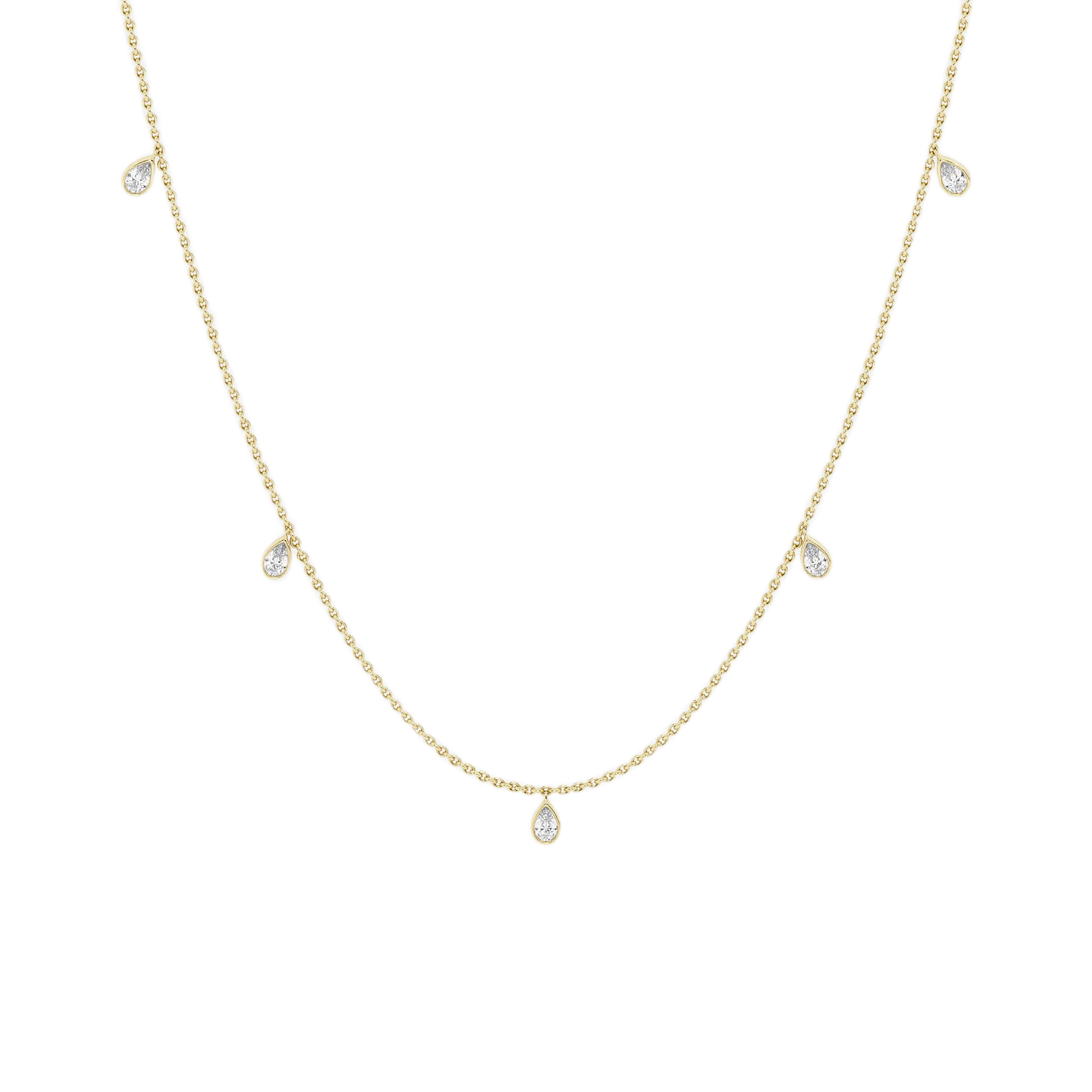 Womens | Station Necklace | 14K Yellow Gold | 1 CTW Pear Cut Lab Grown Diamond | F-VS2