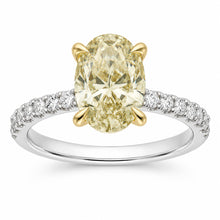 Womens | Solitaire Engagement Ring | 14K Two Tone Gold | 3 CTW Oval Cut Lab Grown Diamond | Fancy Yellow-VS1