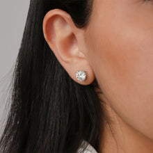 Womens | Stud Earrings | 14K White Gold | 3 CTW Round Cut Lab Grown Diamond | G-SI