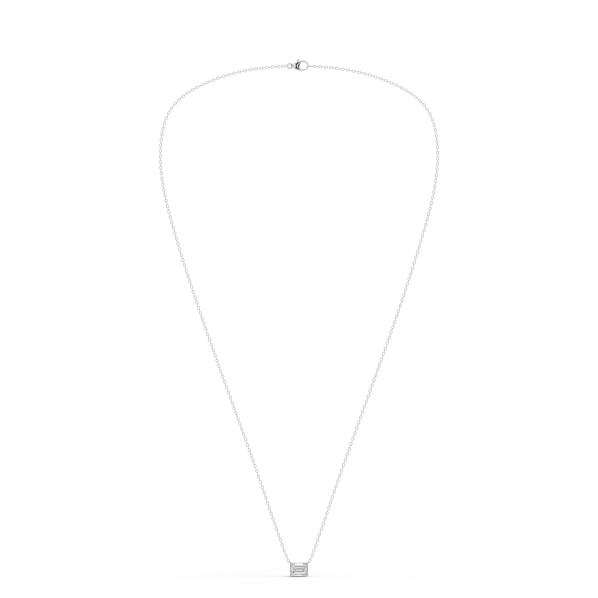 Womens | Pendant Necklace | 14K White Gold | 0.75 CTW Emerald Cut Lab Grown Diamond | G-SI