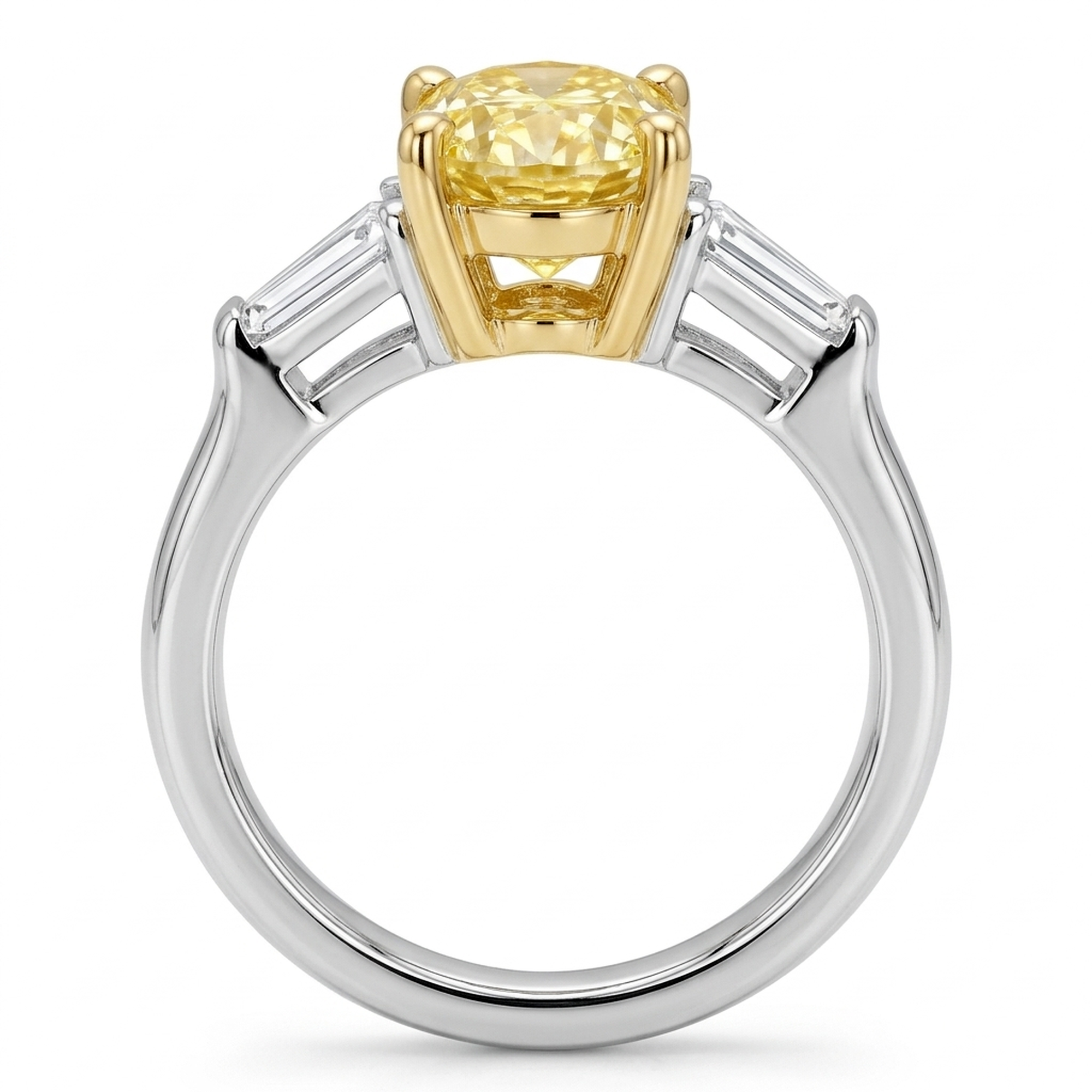 Womens | 3 Stone Engagement Ring - II | 14K Two Tone Gold | 4 CTW Oval Cut Lab Grown Diamond | Yellow-VS1