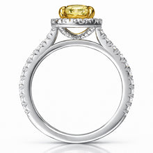 Womens | Halo Engagement Ring | 14K Two Tone Gold | 2.45 CTW Oval Cut Lab Grown Diamond | Yellow-VS1