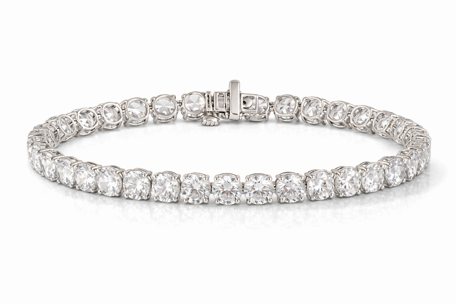 Womens | Tennis Bracelet | 14K White Gold | 13 CTW Round Cut Lab Grown Diamond | F-VS