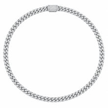 Mens | Cuban Chain Necklace | Sterling Silver | 10 CTW Round Cut Lab Grown Diamond | G-SI
