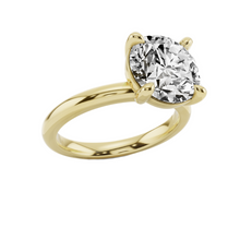 Womens | Solitaire Engagement Ring | 14K Yellow Gold | 3 CTW Round Cut Lab Grown Diamond | G-SI | 6-inches