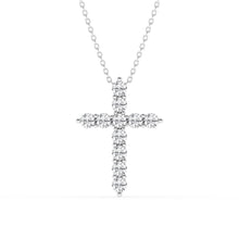 Womens | Cross Pendant Necklace | 14K White Gold | 1 CTW Round Cut Lab Grown Diamond | G-SI