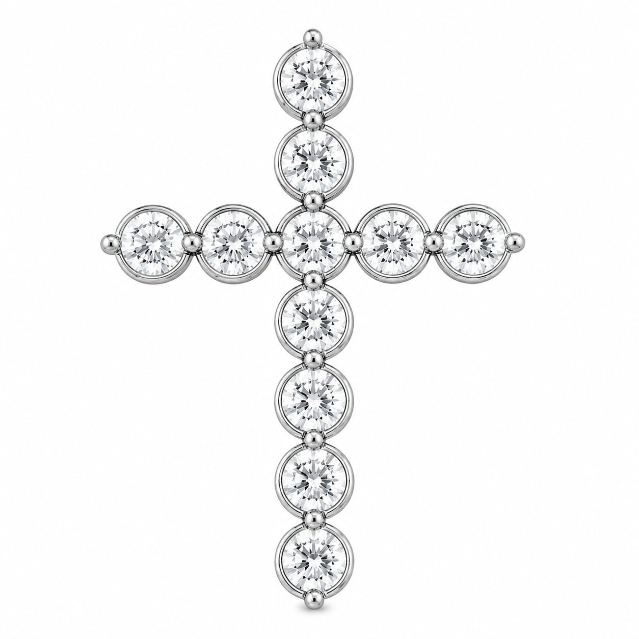 Womens | Cross Pendant Necklace - II | 14K White Gold | 2 CTW Round Cut Lab Grown Diamond | G-SI
