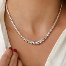Womens | Riviera Tennis Necklace | 18K White Gold | 13 CTW Round Cut Lab Grown Diamond | G-VS