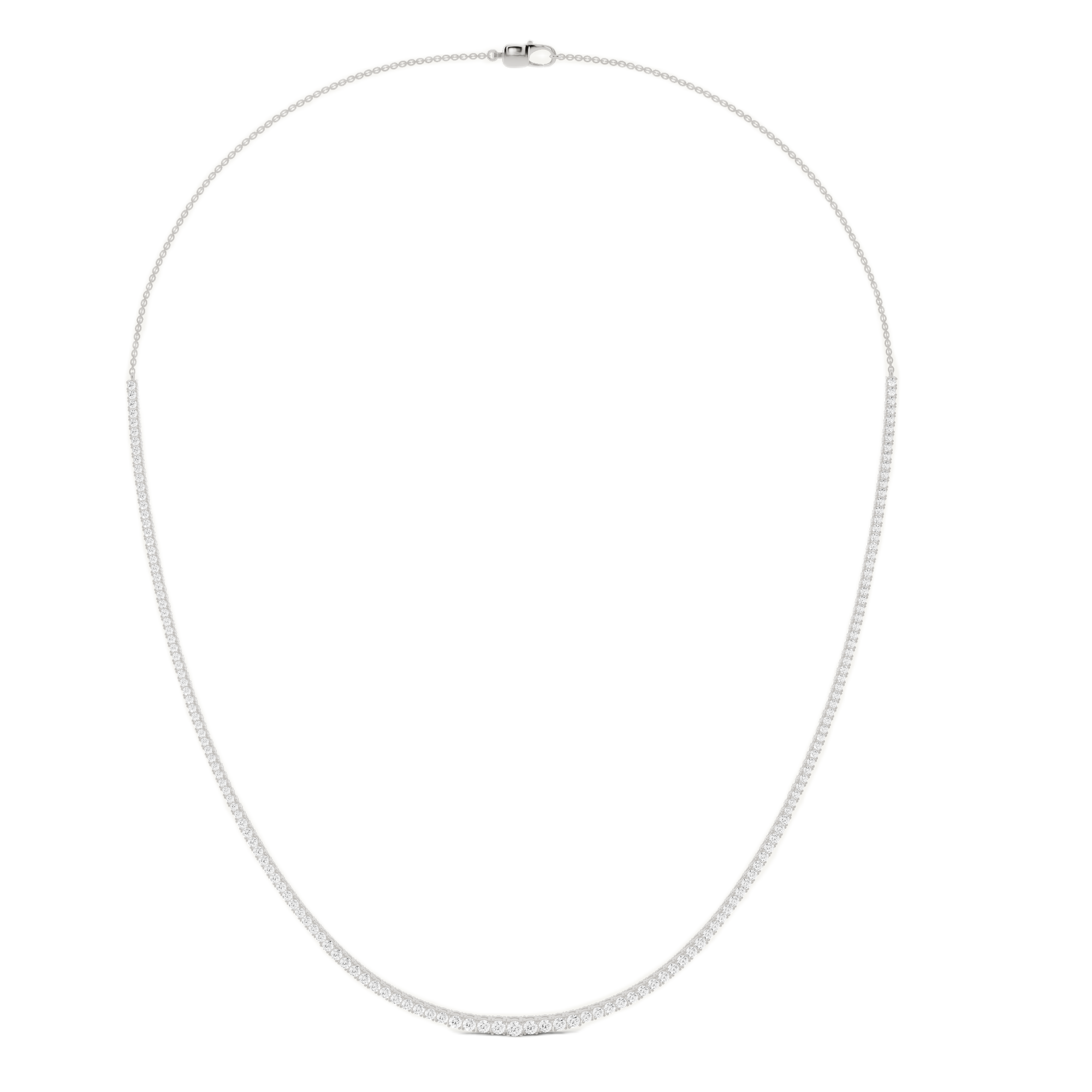 Womens | Tennis Necklace | Sterling Silver | 3 CTW Round Cut Lab Grown Diamond | F-VS2