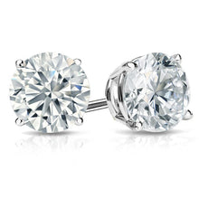Womens | Stud Earrings | 14K White Gold | 3 CTW Round Cut Lab Grown Diamond | H-SI