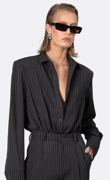 Elowen Bodysuit | Gray/White Stripe