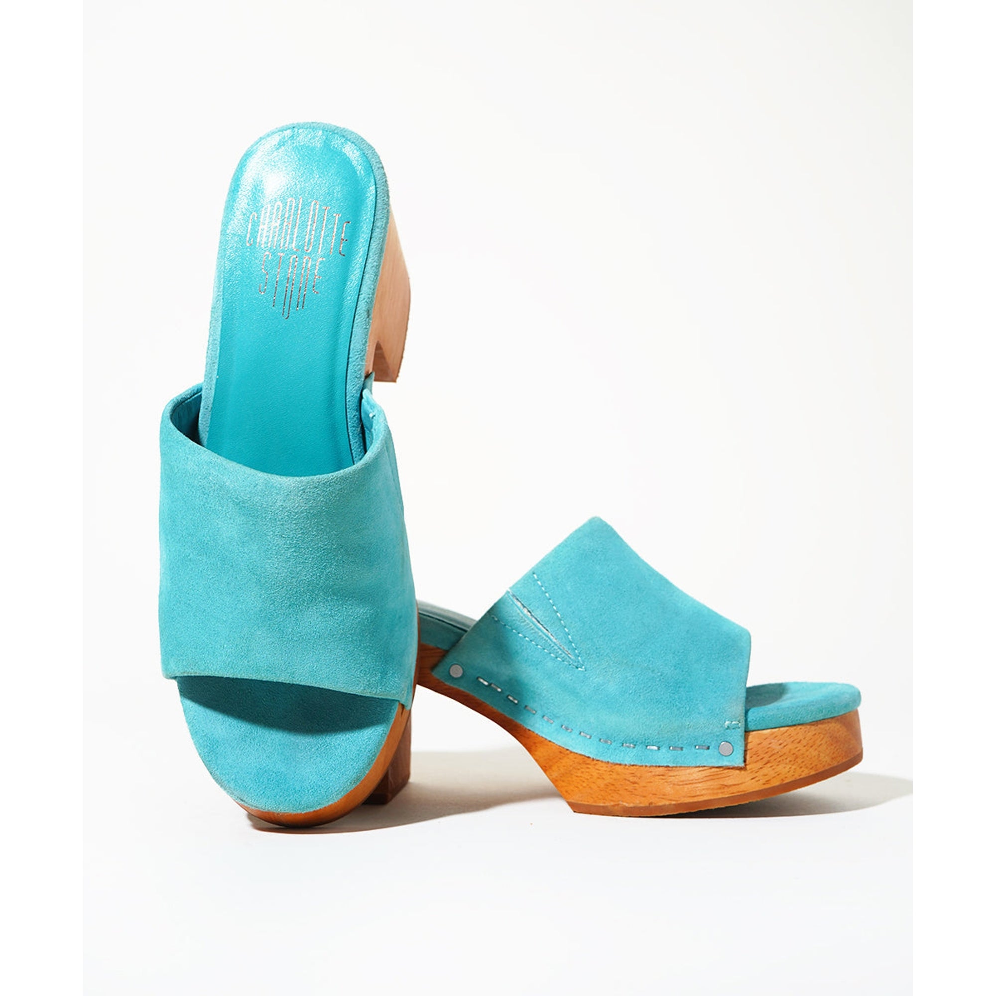 Kayla Low Heel Open Toe Clog | Aqua