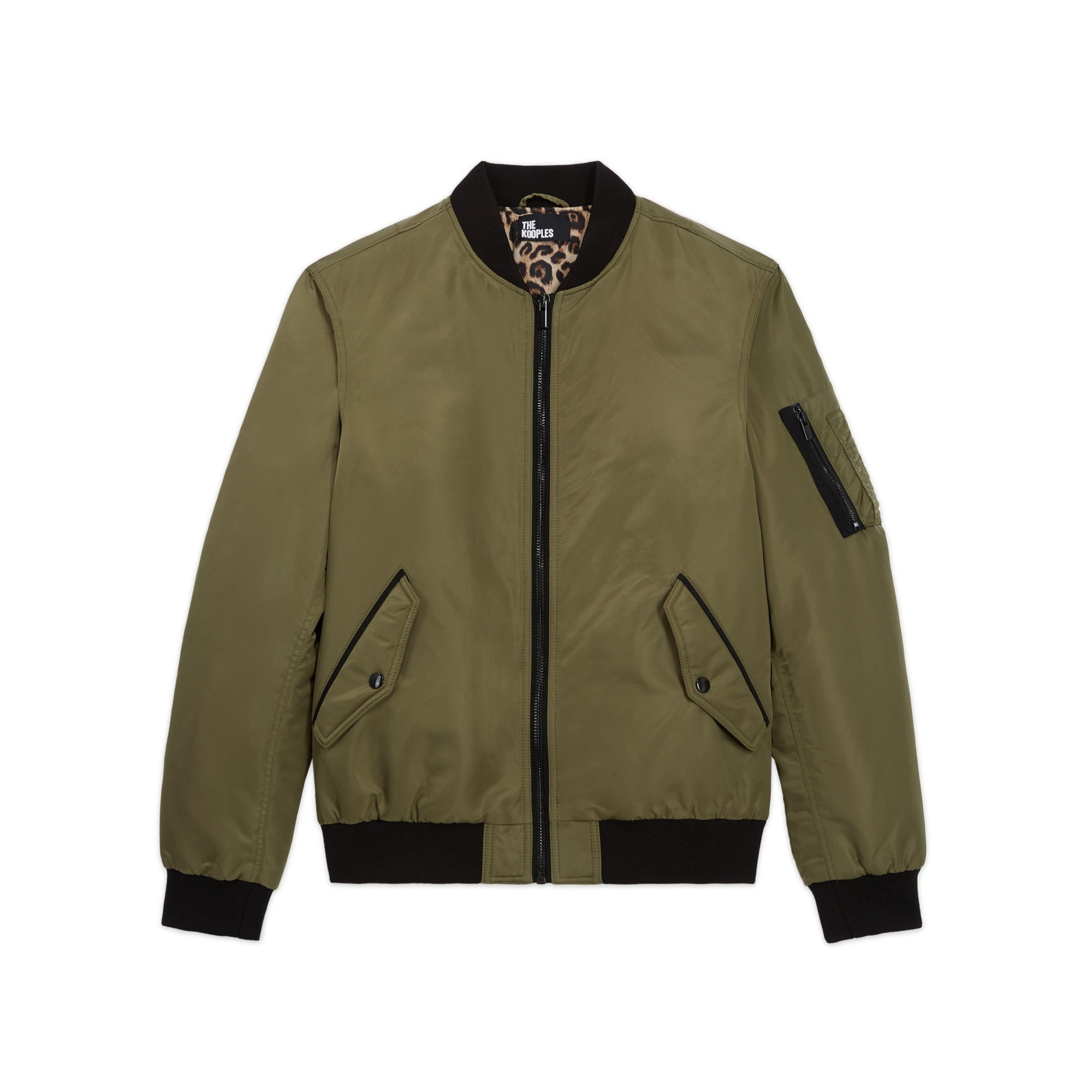 Bomber Jacket With Leopard Lining | Women | Khaki