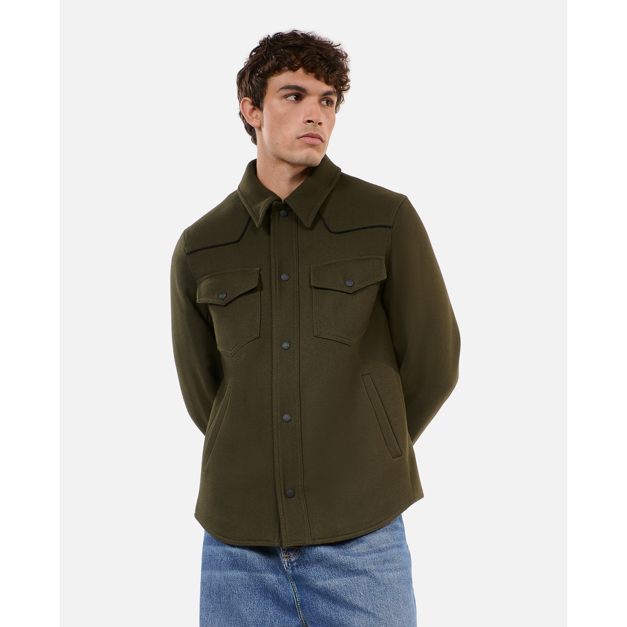 Overshirt-Style Jacket | Men | Khaki