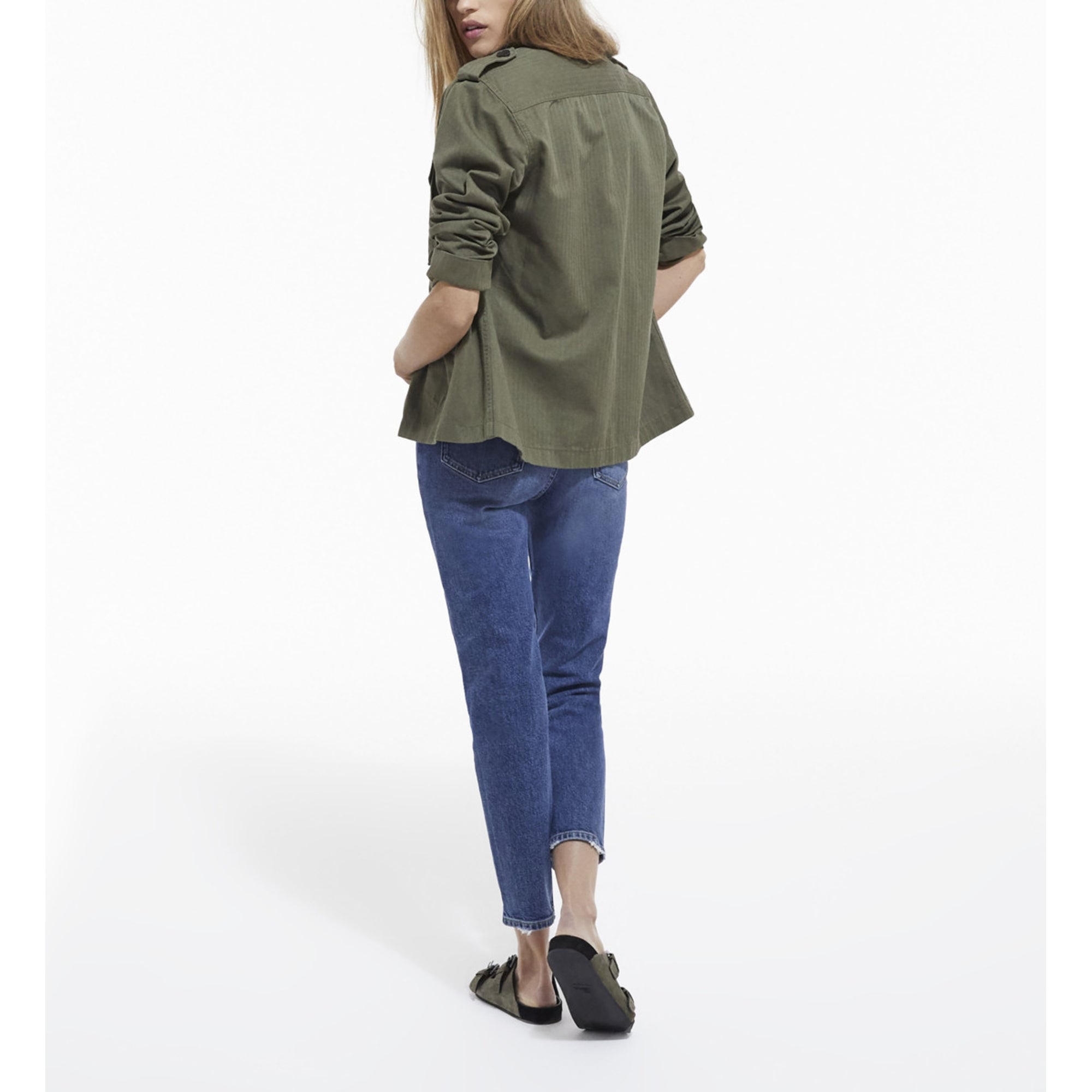 Khaki Overshirt With Leopard Print Lining | Women | Olive Night