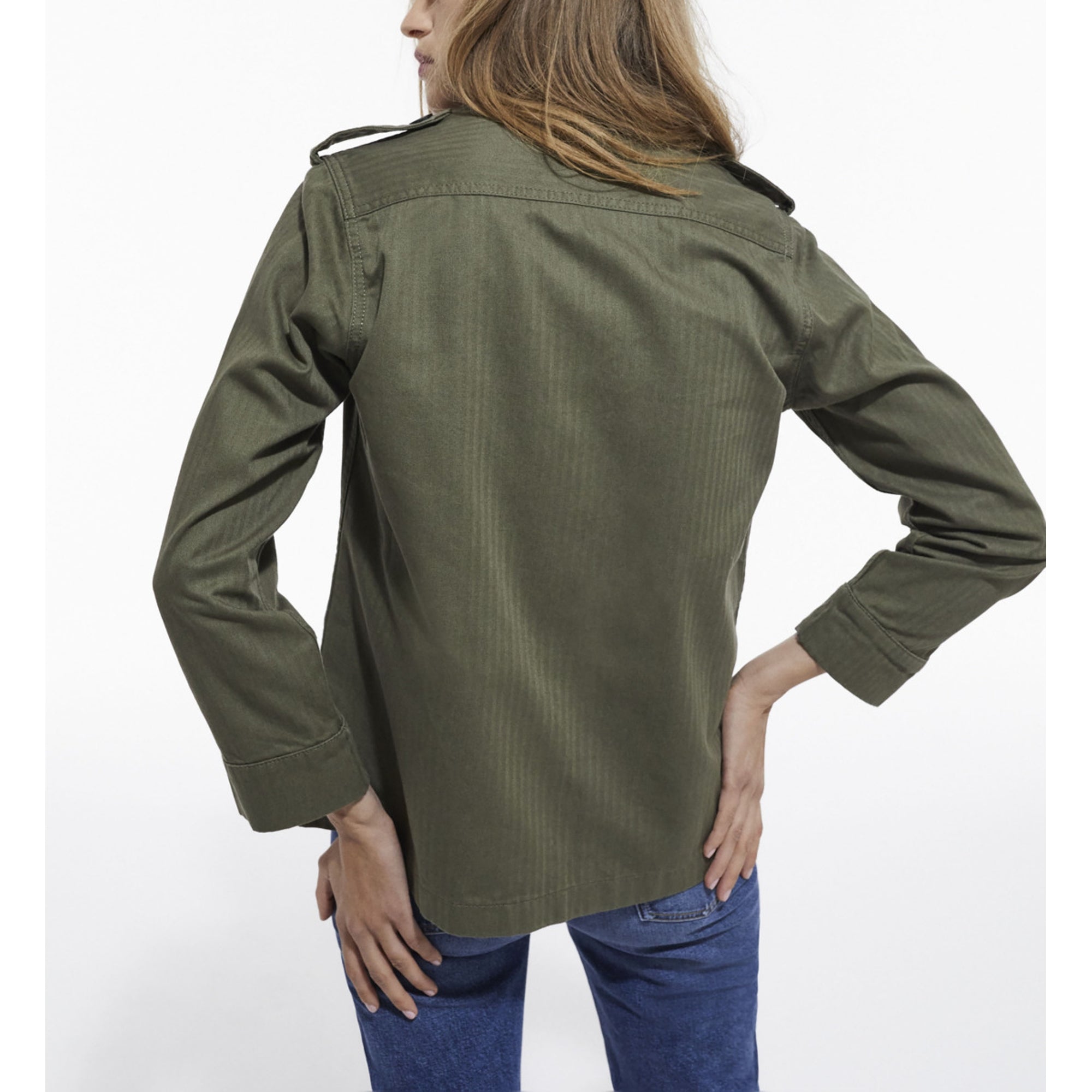 Khaki Overshirt With Leopard Print Lining | Women | Olive Night