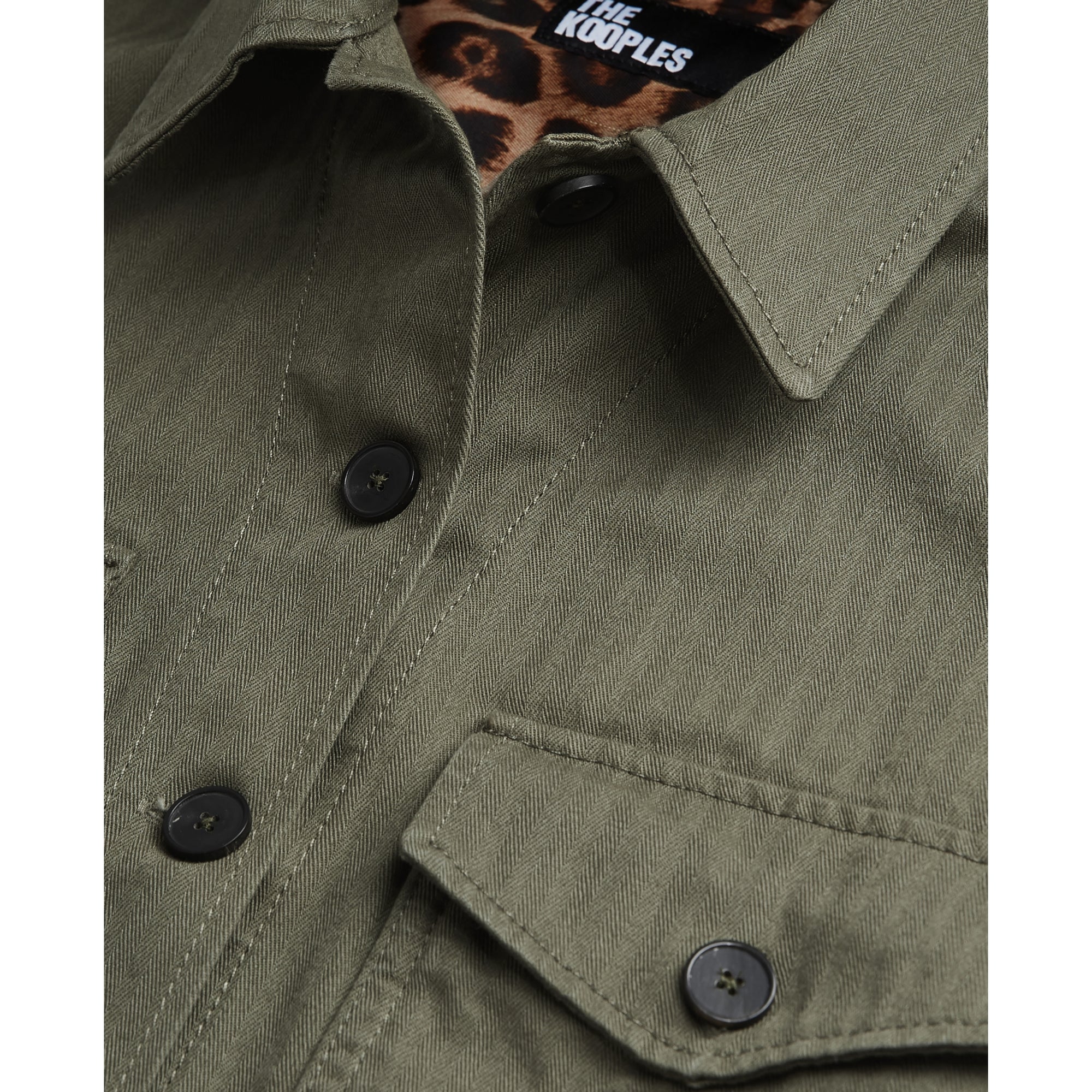 Khaki Overshirt With Leopard Print Lining | Women | Olive Night