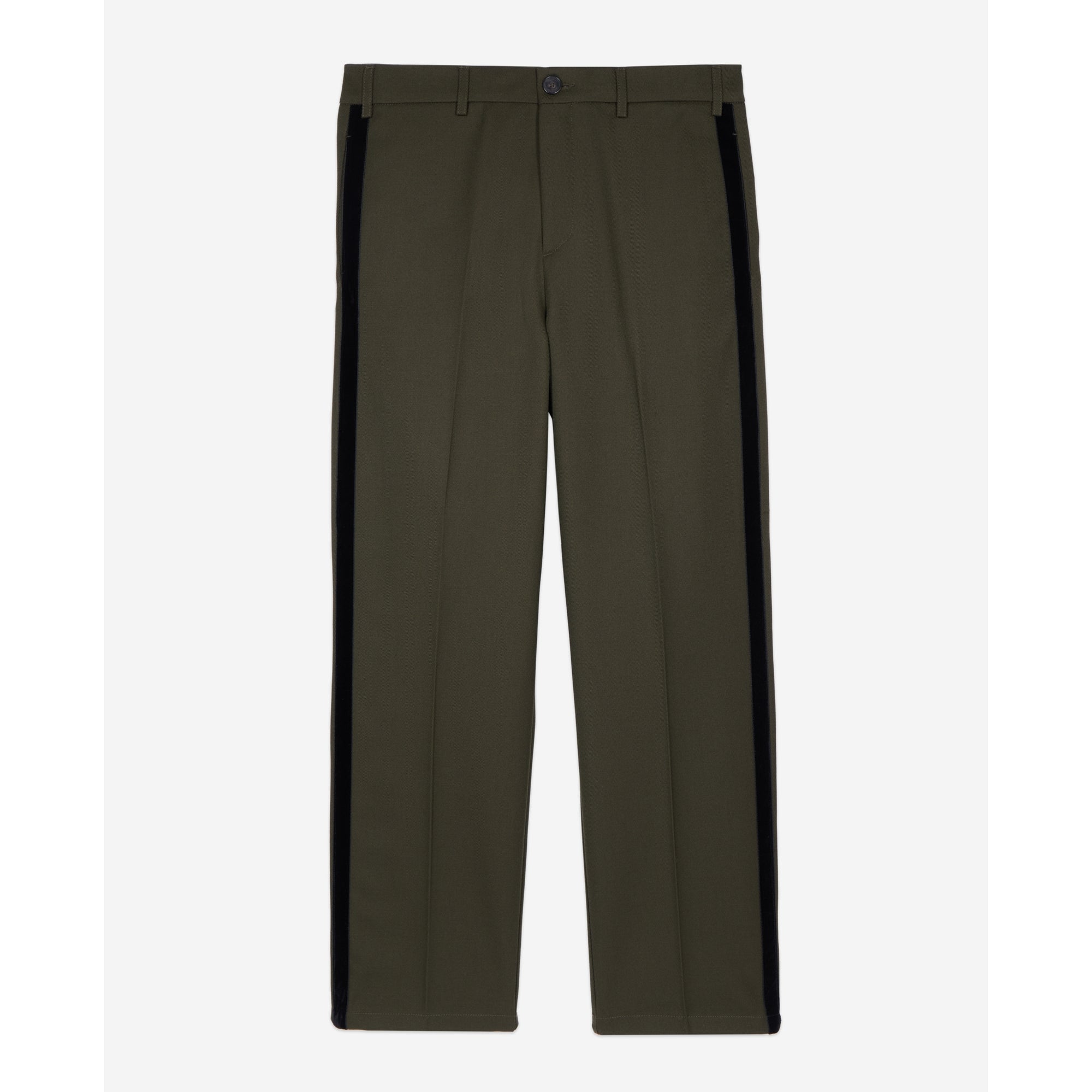 Wool Blend Wide-Leg Trousers | Men | Khaki