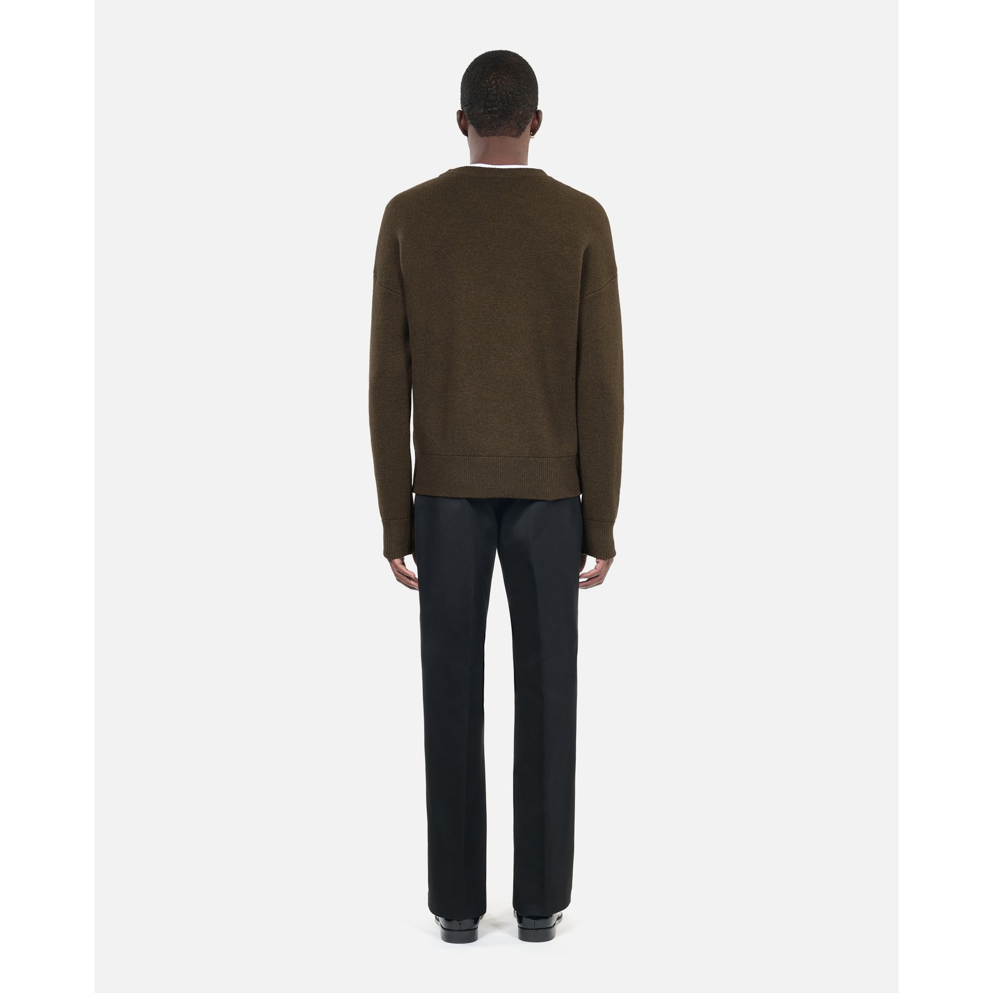 Khaki Wool Sweater | Men | Olive Night