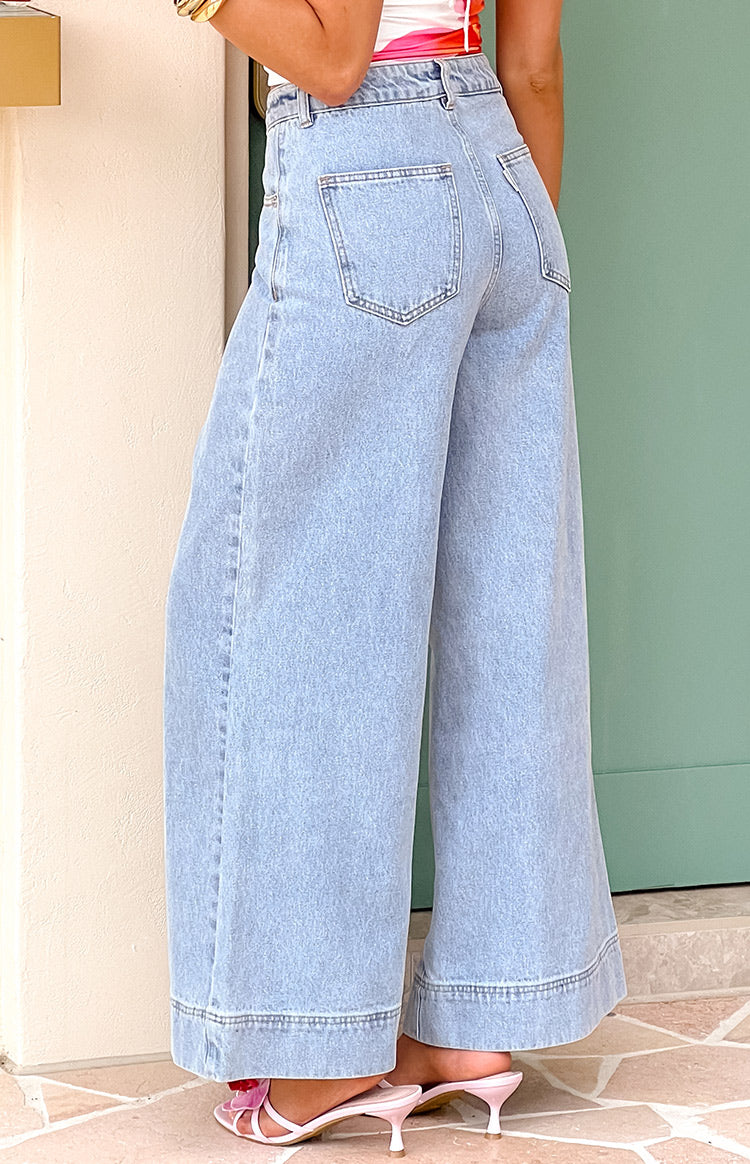 Khali Denim Wide Leg Jeans | Light Wash