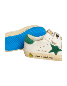 Kids | Old School Junior with Green Suede Star & Heel Tab | White x Green